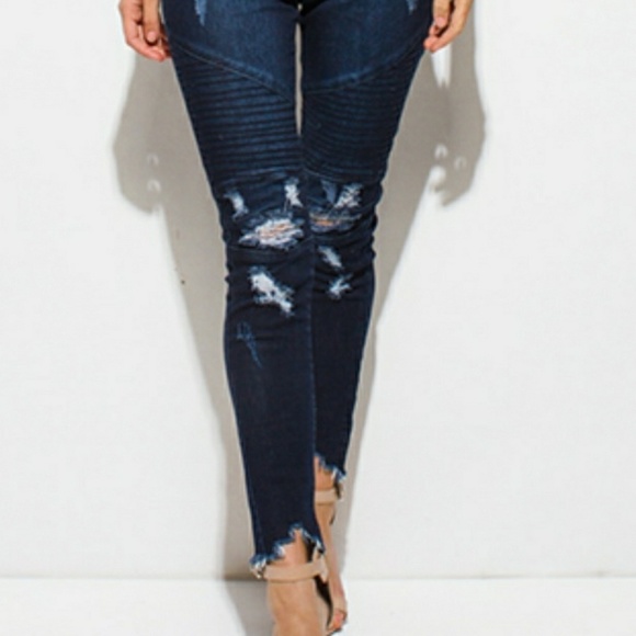 Washed ribbed moto jean - Picture 4 of 4